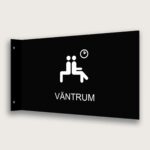 Flaggskylt Väntrum svart 295 x 180 mm