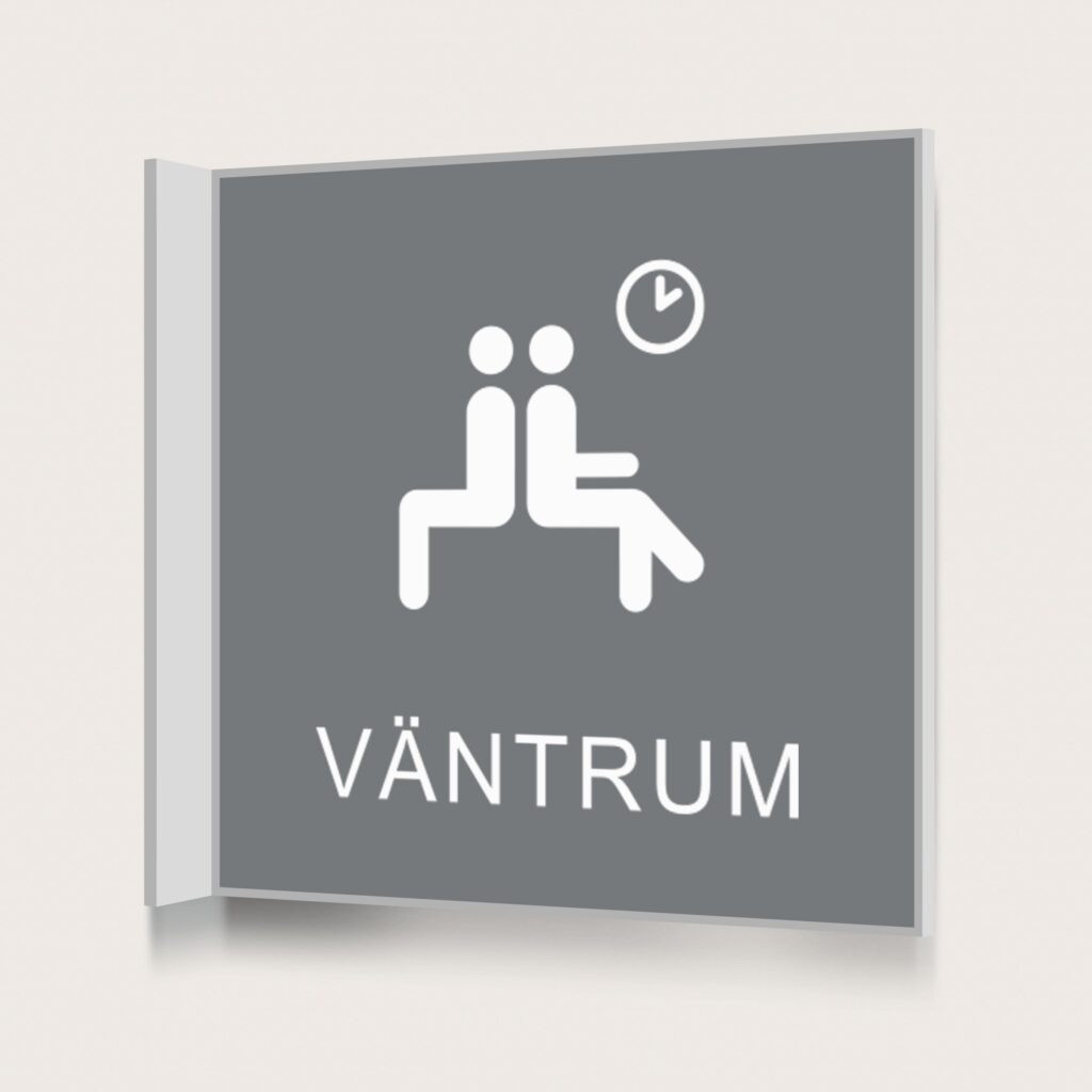 Flaggskylt Väntrum Grå 150 x 150 mm