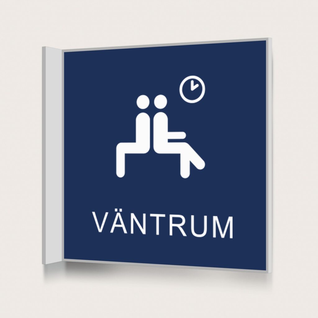 Flaggskylt Väntrum Mörkblå 150 x 150 mm