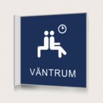 Flaggskylt Väntrum Mörkblå 150 x 150 mm