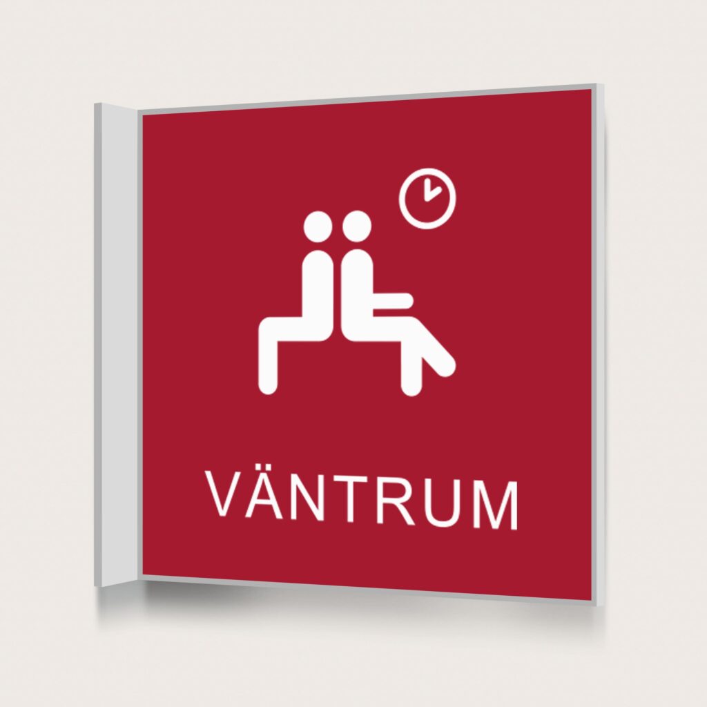 Flaggskylt Väntrum Röd 150 x 150 mm