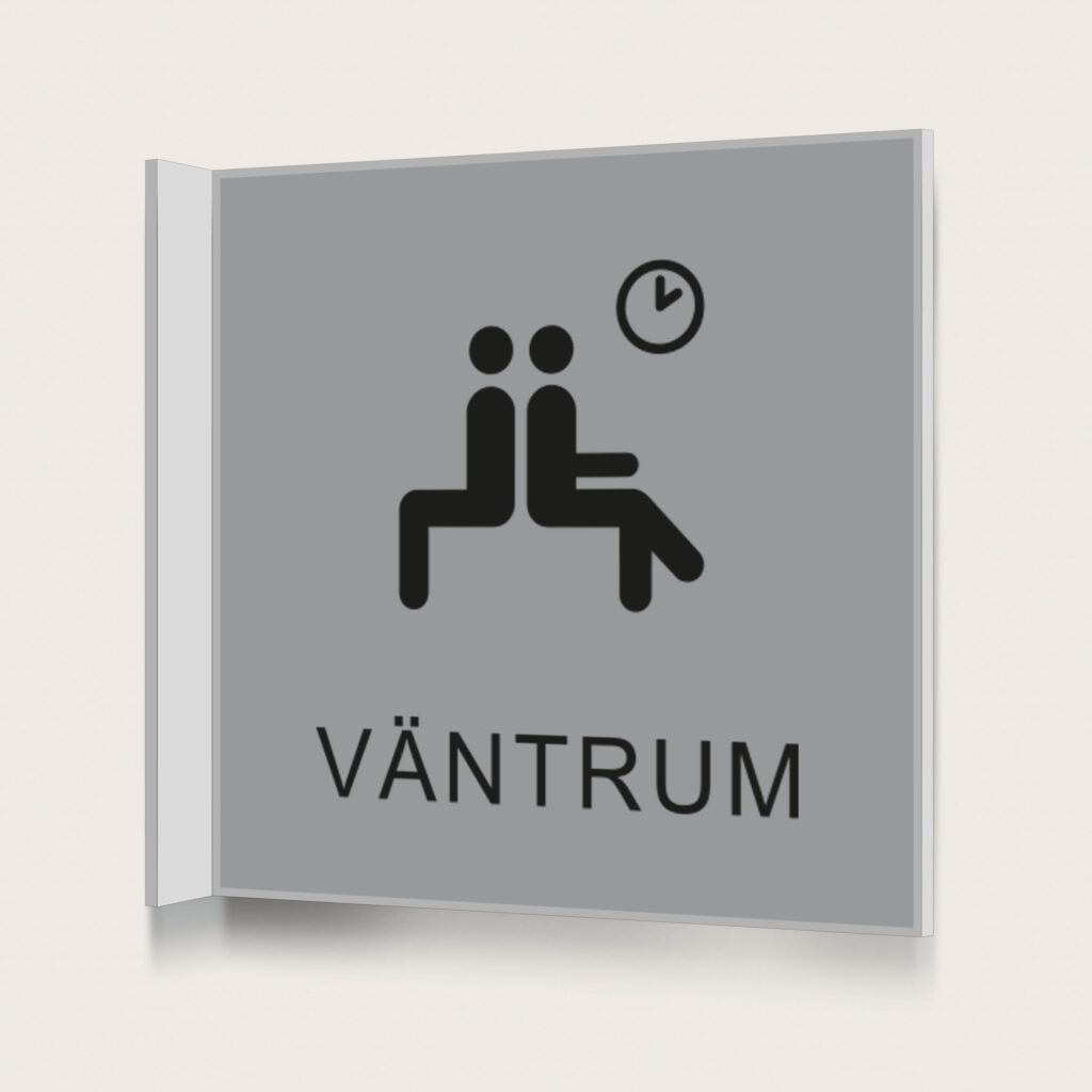 Flaggskylt Väntrum Silver 150 x 150 mm