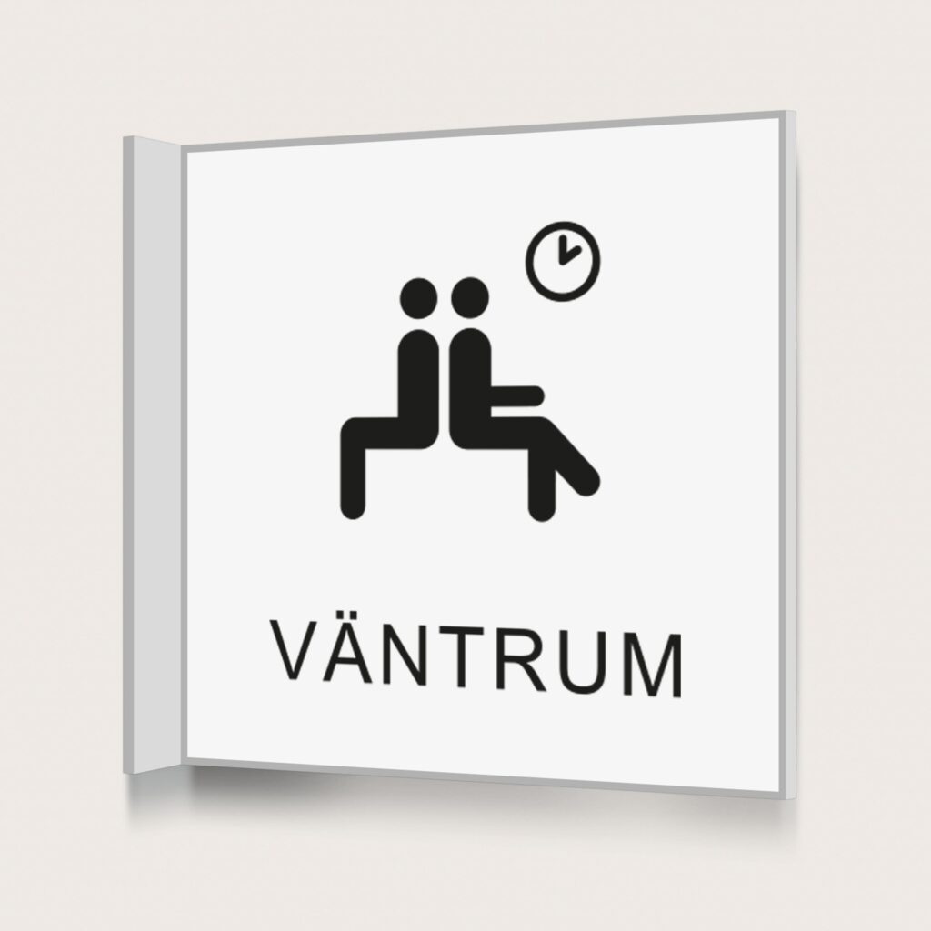 Flaggskylt Väntrum Vit 150 x 150 mm