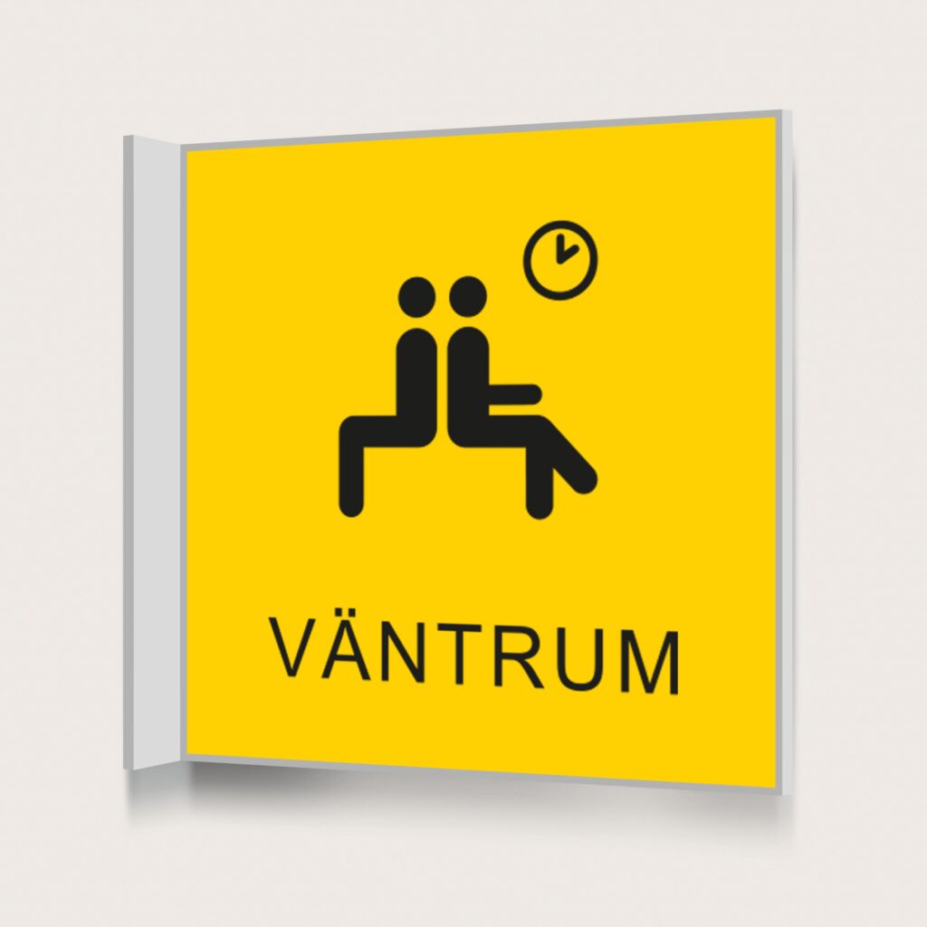Flaggskylt Väntrum Gul 150 x 150 mm