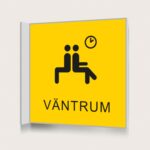 Flaggskylt Väntrum Gul 150 x 150 mm