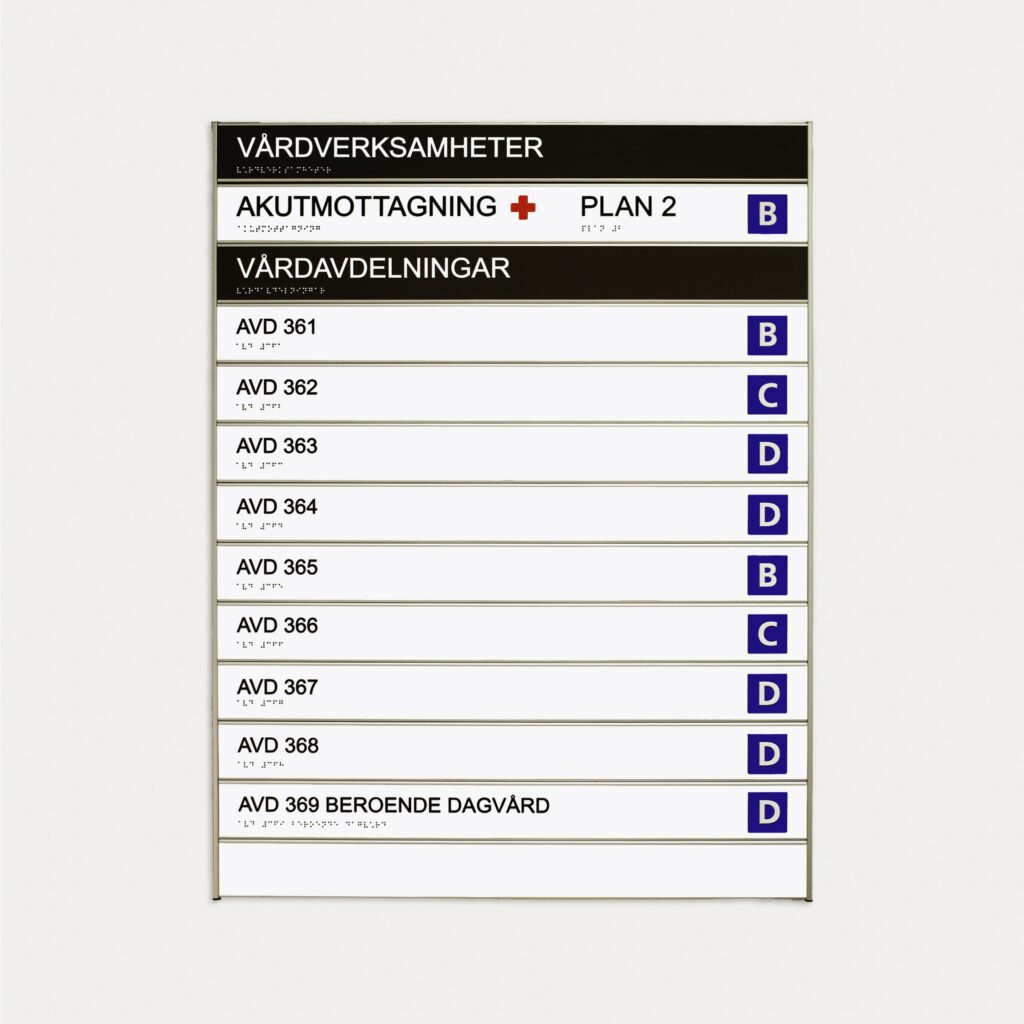 Våningstavla plan 2 sjukhus