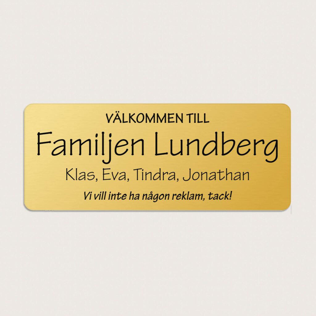 Brevlådeskylt välkommen till familjen