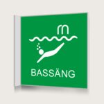 Flaggskylt Bassäng Grön 150 x 150 mm