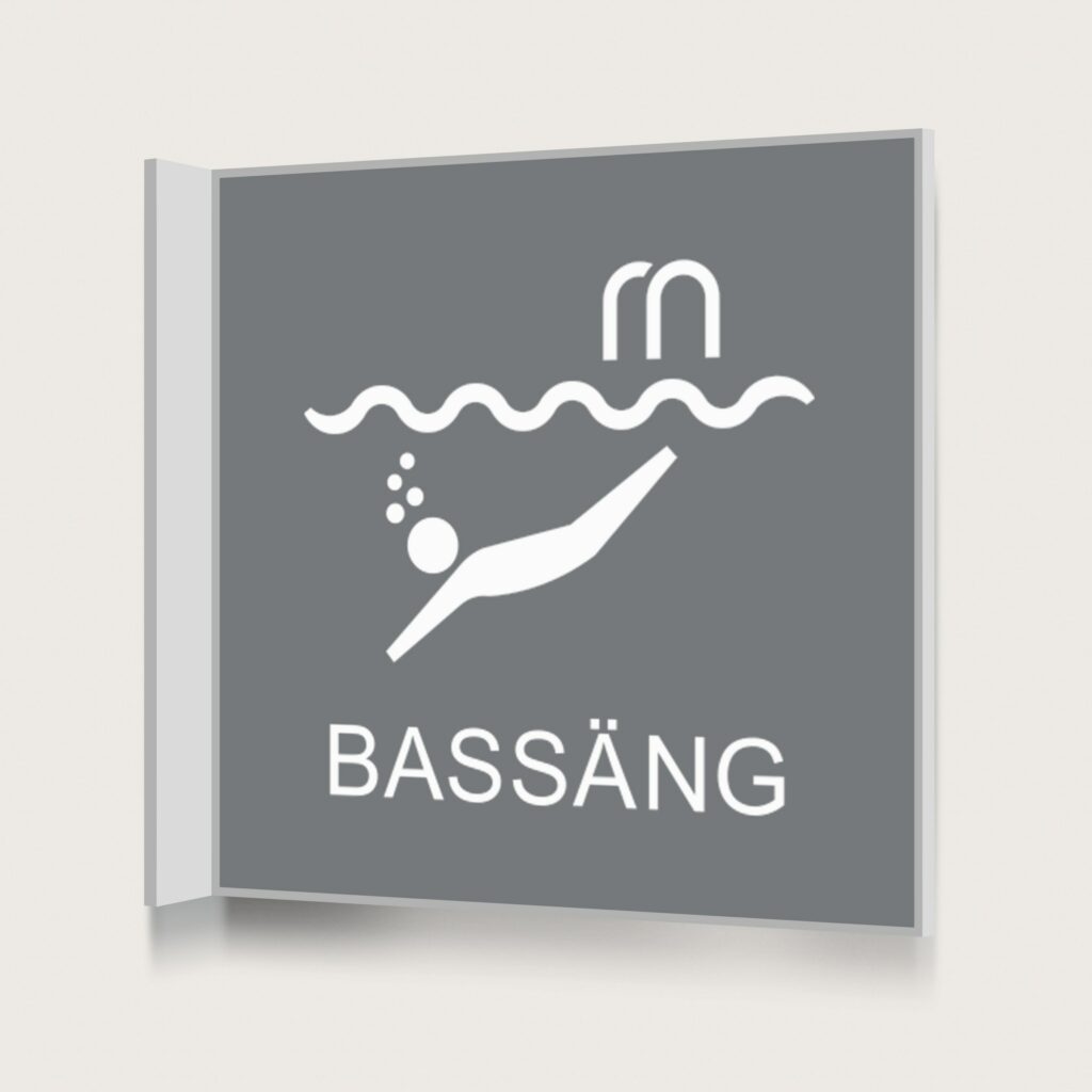 Flaggskylt Bassäng Grå 150 x 150 mm