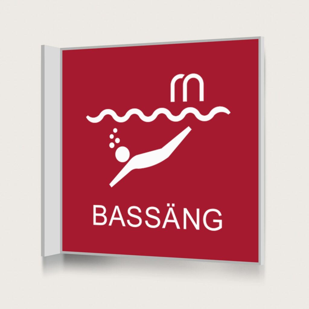 Flaggskylt Bassäng Röd 150 x 150 mm