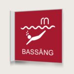 Flaggskylt Bassäng Röd 150 x 150 mm