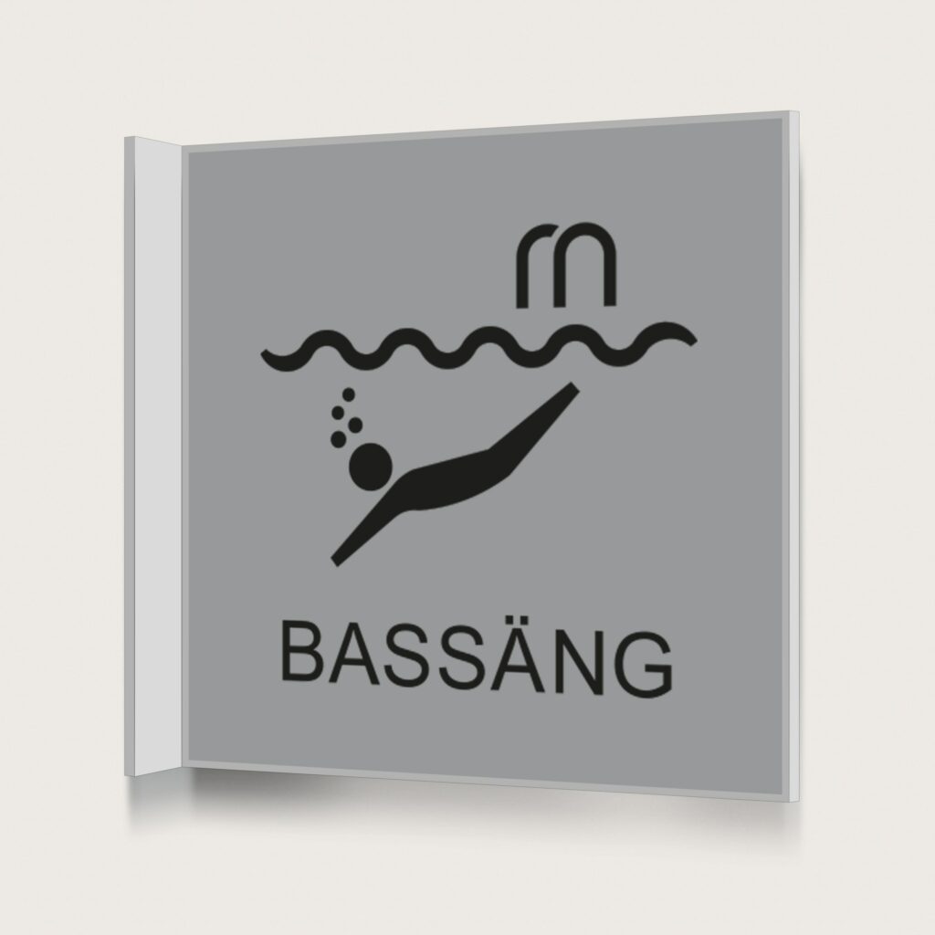 Flaggskylt Bassäng Silver 150 x 150 mm