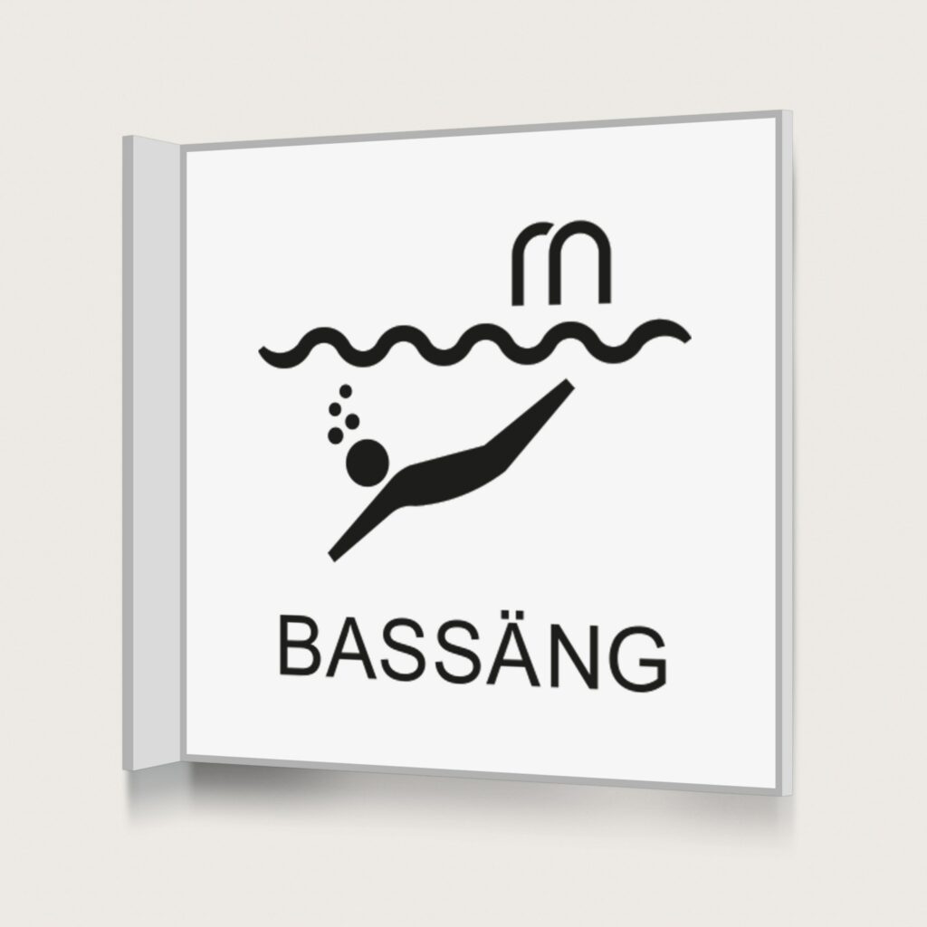 Flaggskylt Bassäng Vit 150 x 150 mm