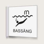Flaggskylt Bassäng Vit 150 x 150 mm