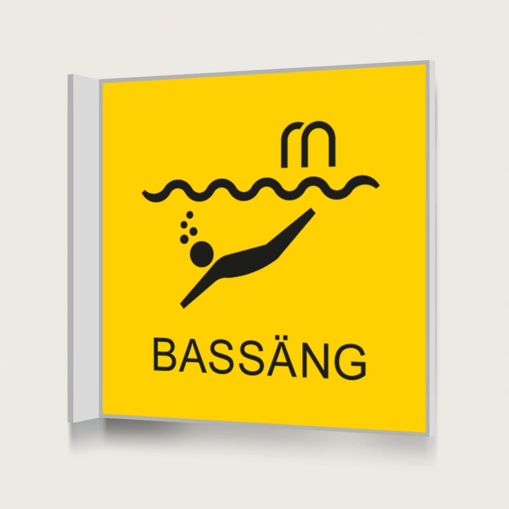 Flaggskylt Bassäng Gul 150 x 150 mm
