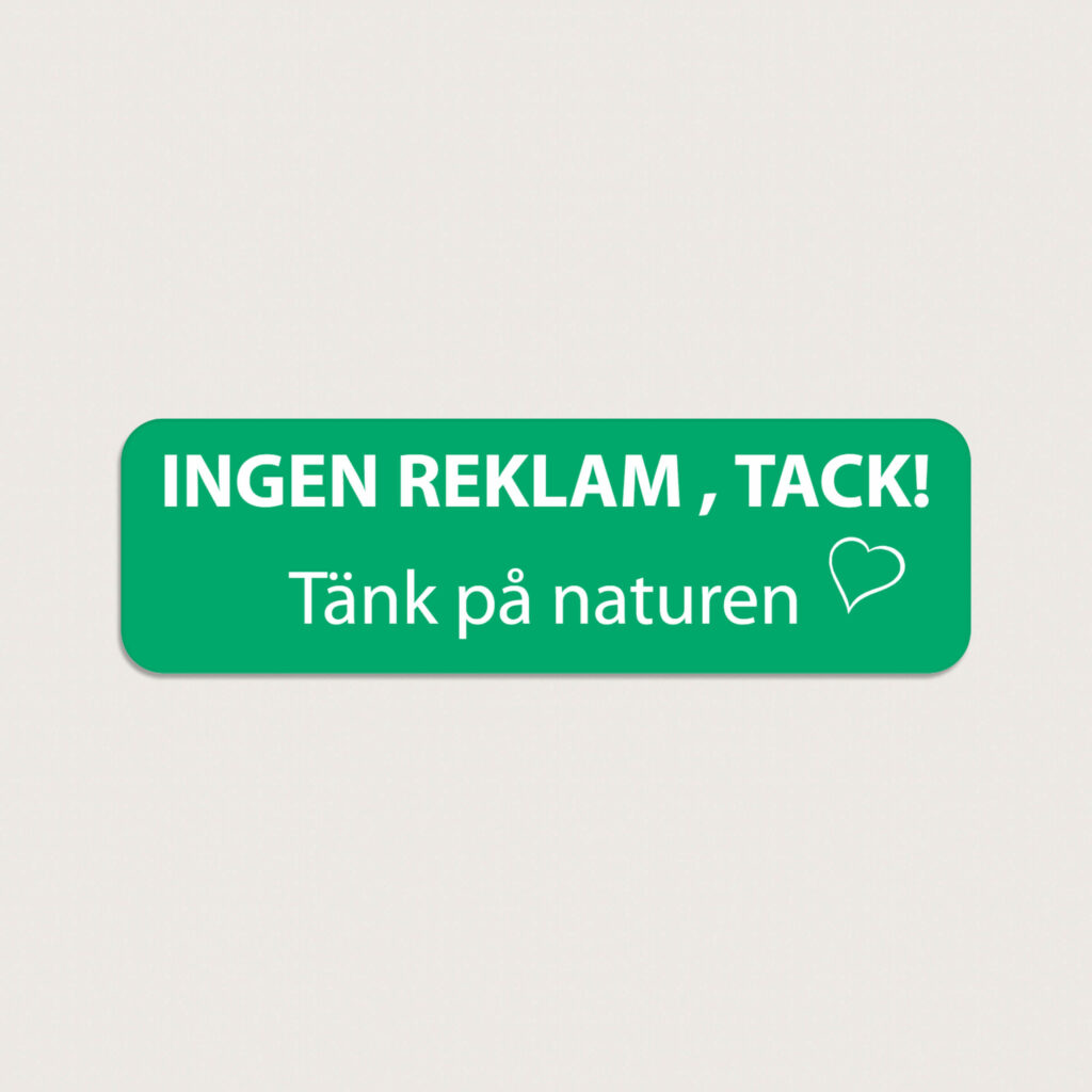 Ingen reklam tack-skylt i plast 100 x 30 mm