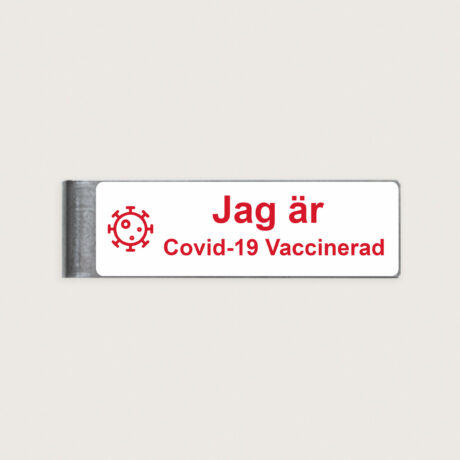 Namnskylt Jag är Covid-19 vaccinerad i plast 80 x 25 mm