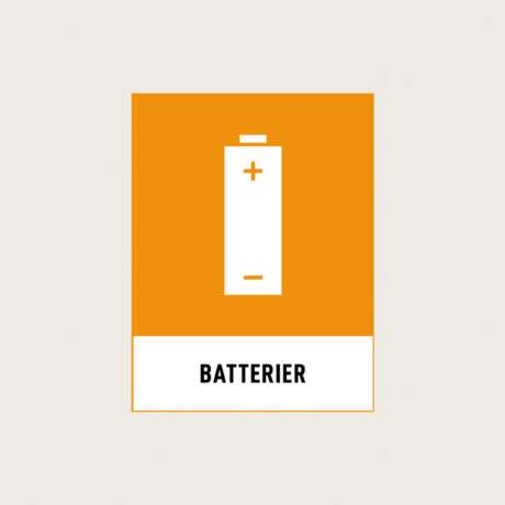 Återvinningsskylt Batterier orange