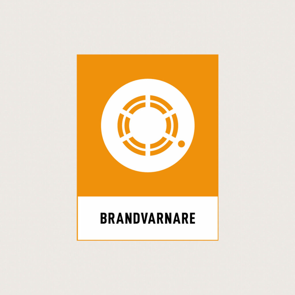 Återvinningsskylt Brandvarnare orange