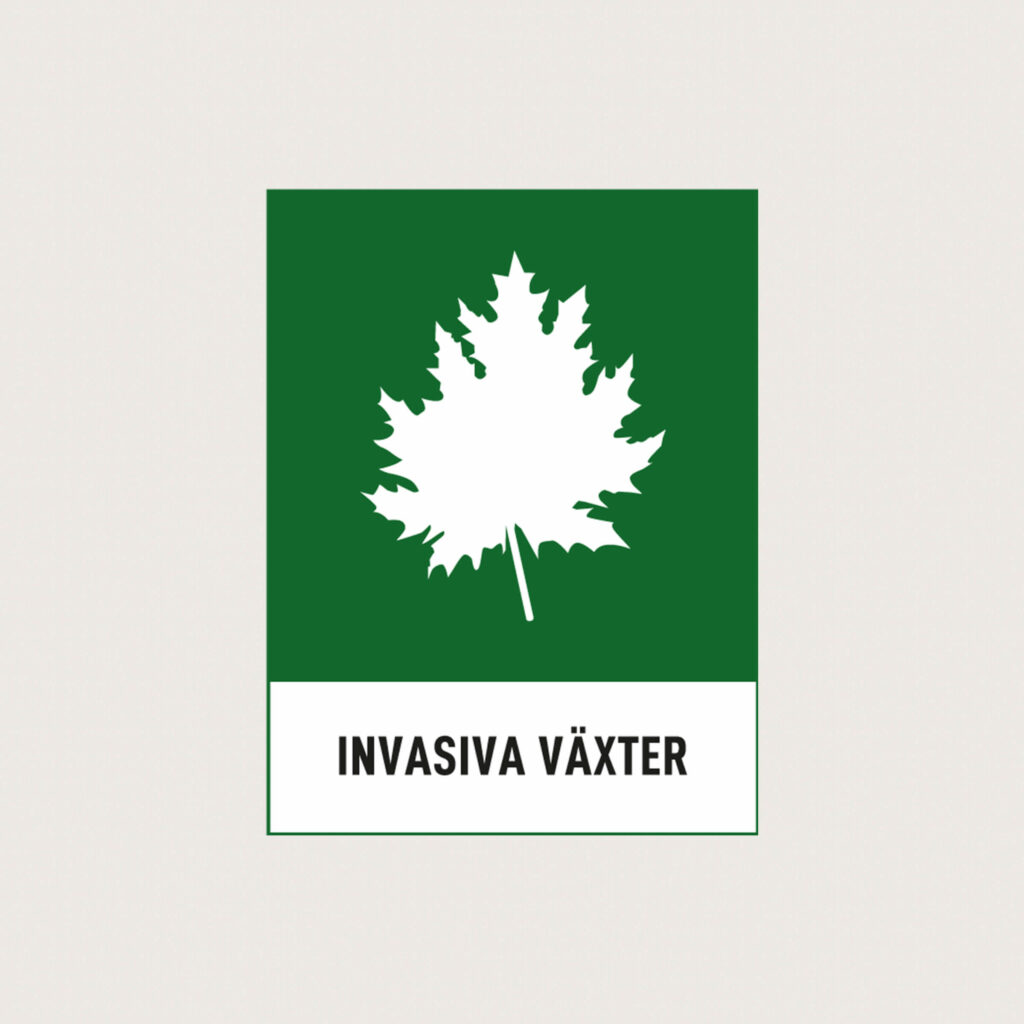 Återvinningsskylt Invasiva växter grön