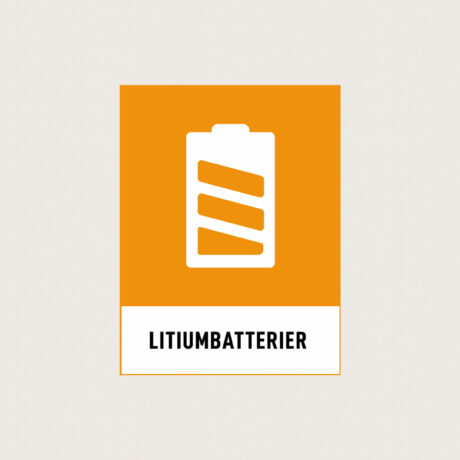 Återvinningsskylt Litiumbatterier orange
