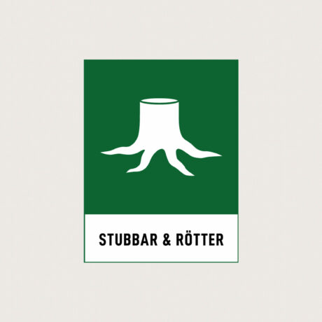 Återvinningsskylt Stubbar & rötter grön