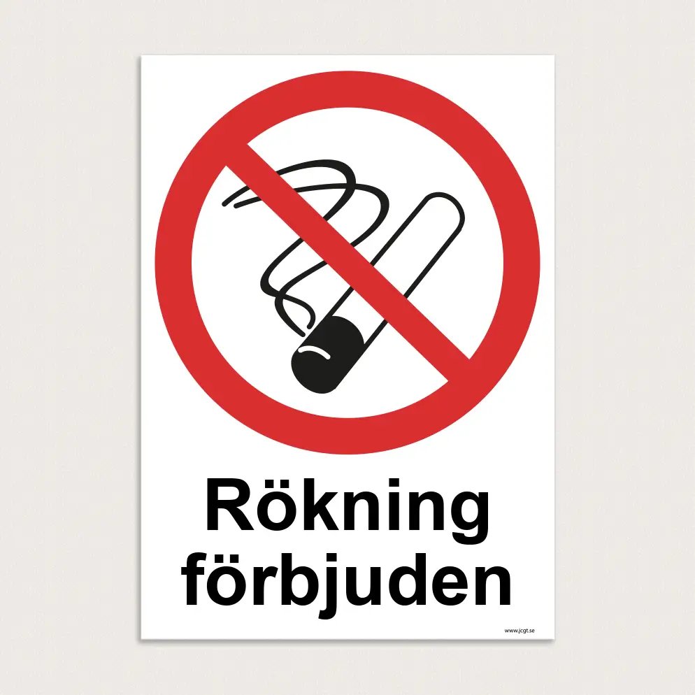 Rökning förbjuden skylt