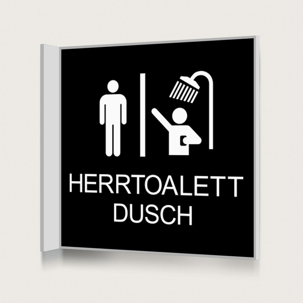 Flaggskylt Herrtoalett dusch jcgt1403 Svart