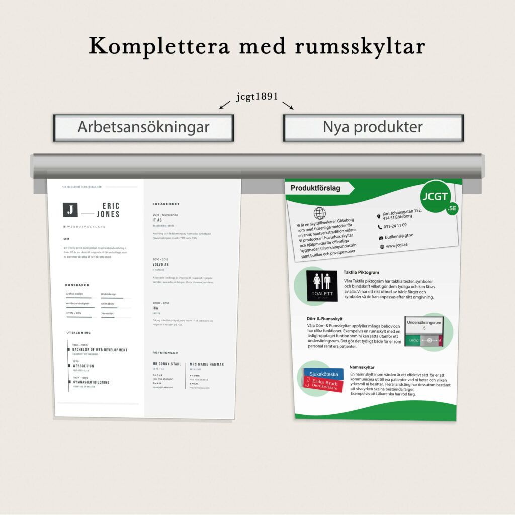 Pappershållare och rumsskyltar