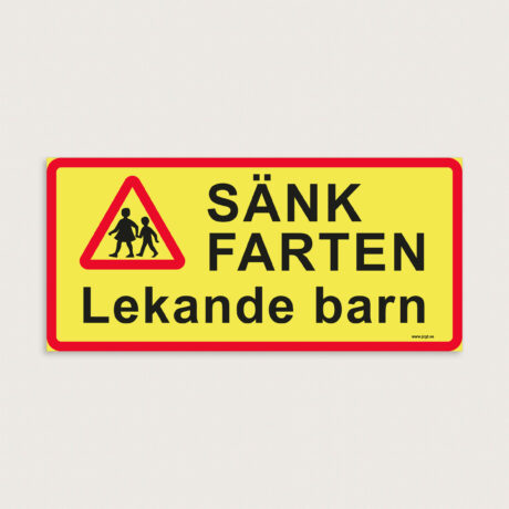 Sänk farten Lekande barn skylt