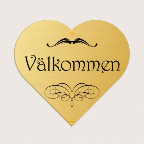 Välkommenskylt hjärta i mässing