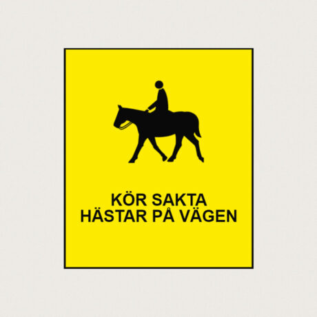 Kör sakta skylt häst