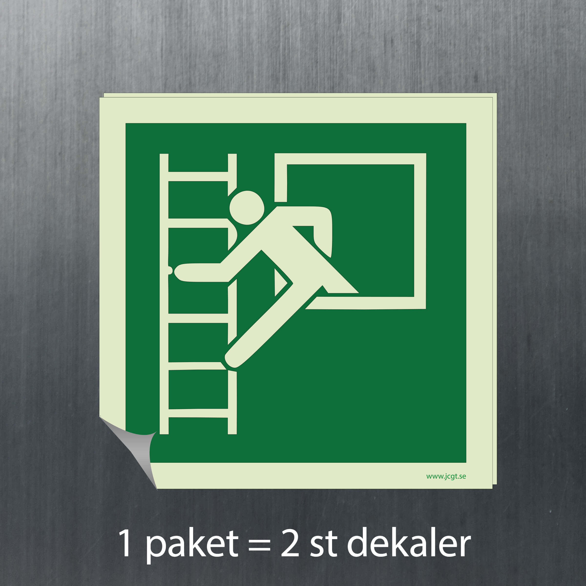 Nödskylt utrymningsfönster utrymningsfönster med stege