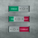 Diskade Odiskade skyltar 100 x 31 mm