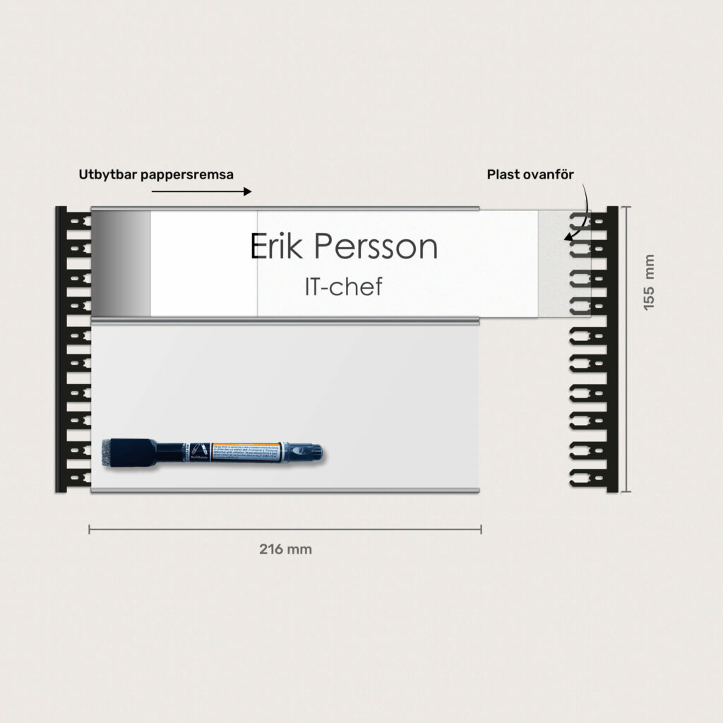 Rumsskylt 216 x 155 mm med whiteboard