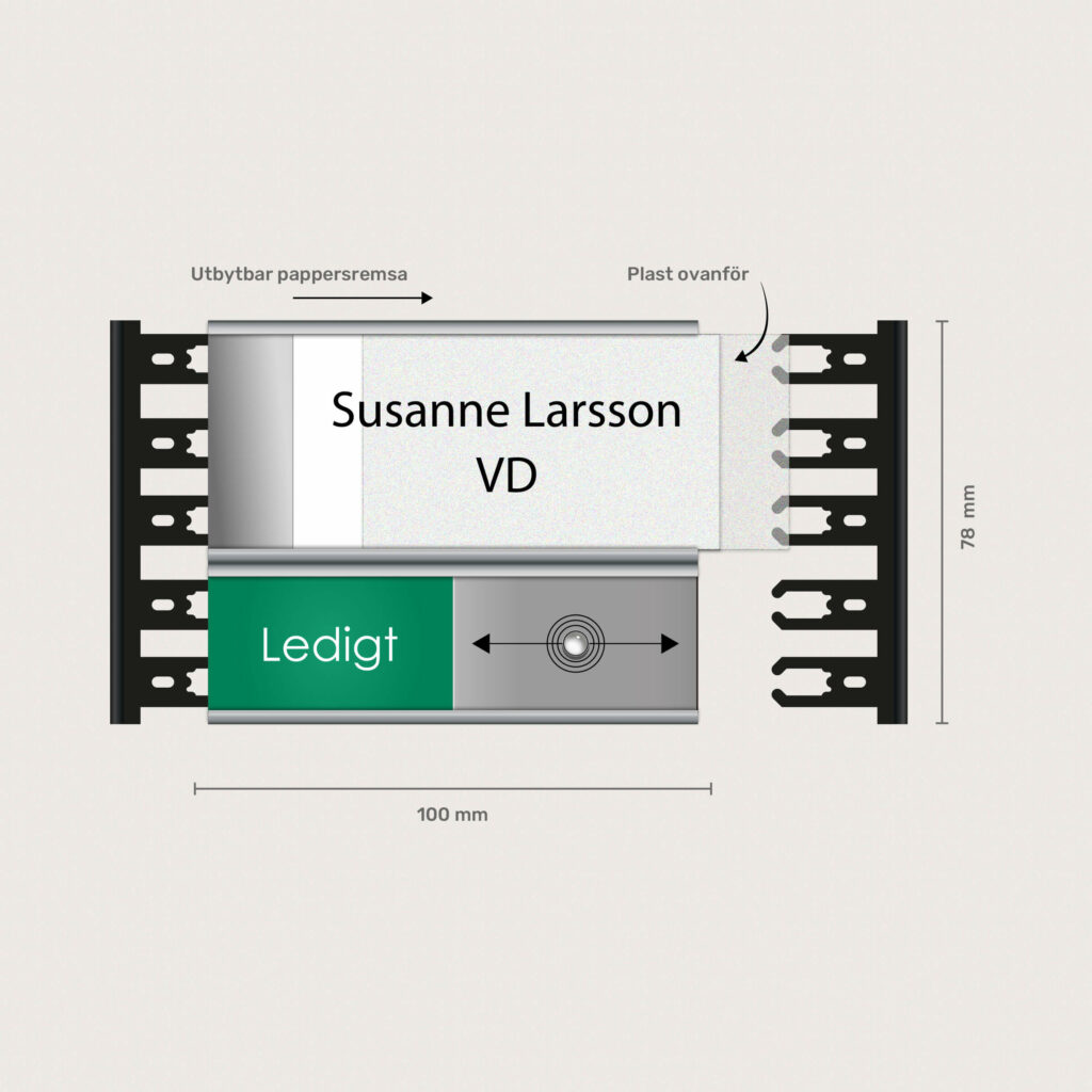 Rumsskylt med namn och ledigt / upptaget funktion