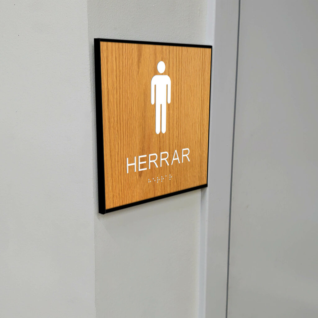 Taktilt piktogram trä med ram Herrar