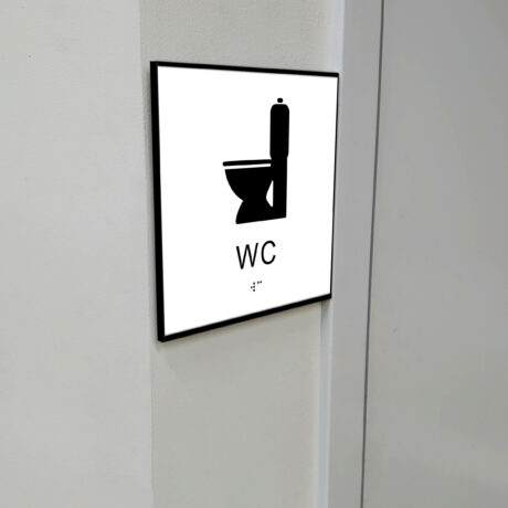 Taktilt piktogram med ram WC vit