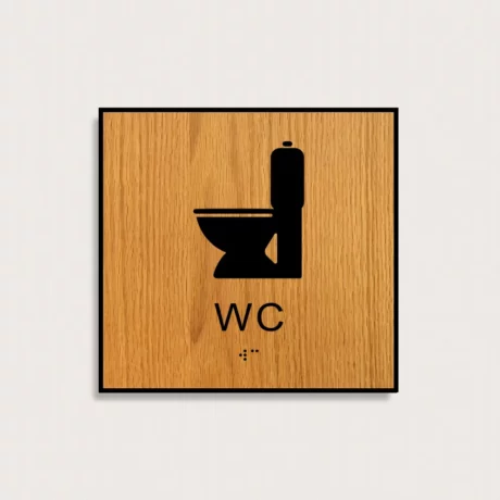 Taktilt piktogram WC i trä med ram