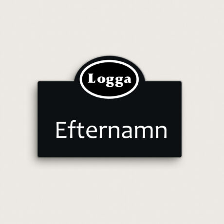 Namnbricka svart metall med logga jcgt5207