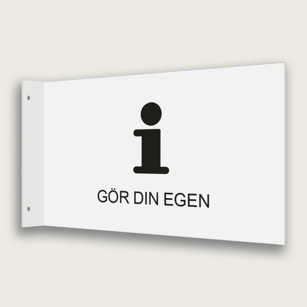 Flaggskylt vit Gör din egen med 1st symbol