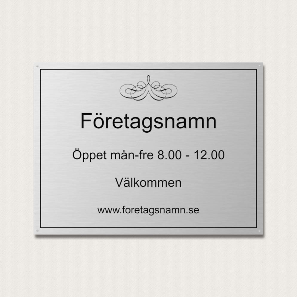 Öppettider skylt aluminium 400 x 300