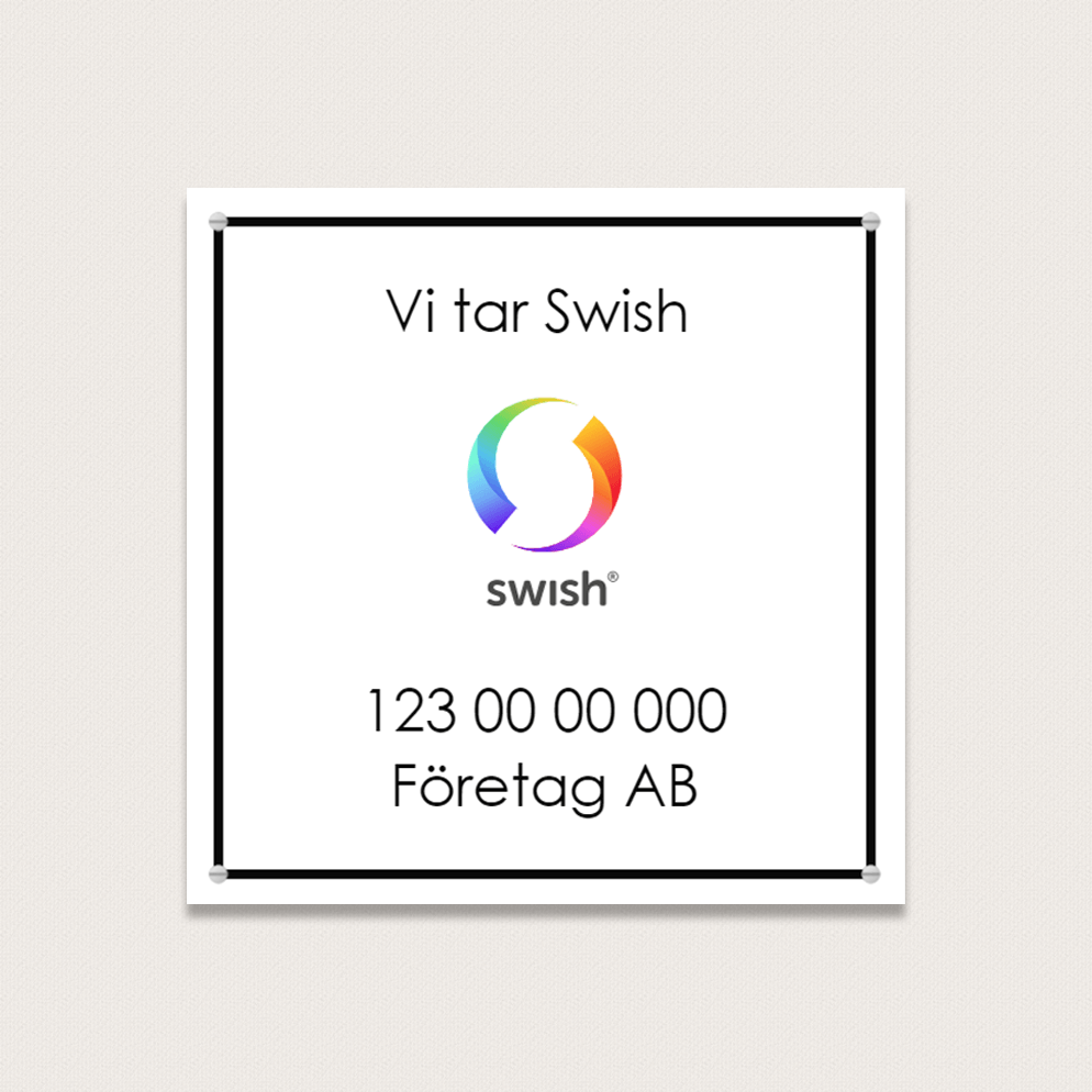 swishskylt vit plast