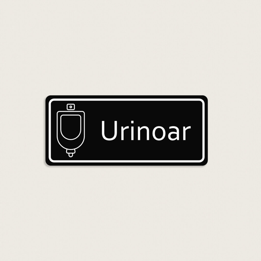 Urinoar skylt i plast 150 x 65 mm