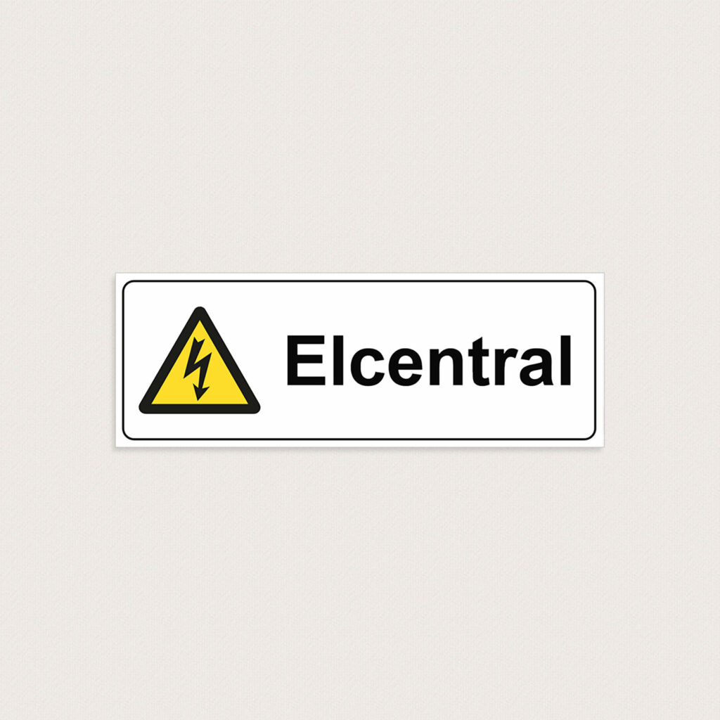 Elcentralskylt i plast 225 x 80 mm
