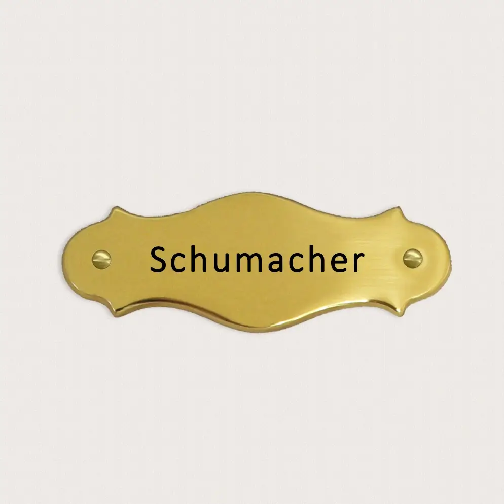 Türschild mit namen aus messing