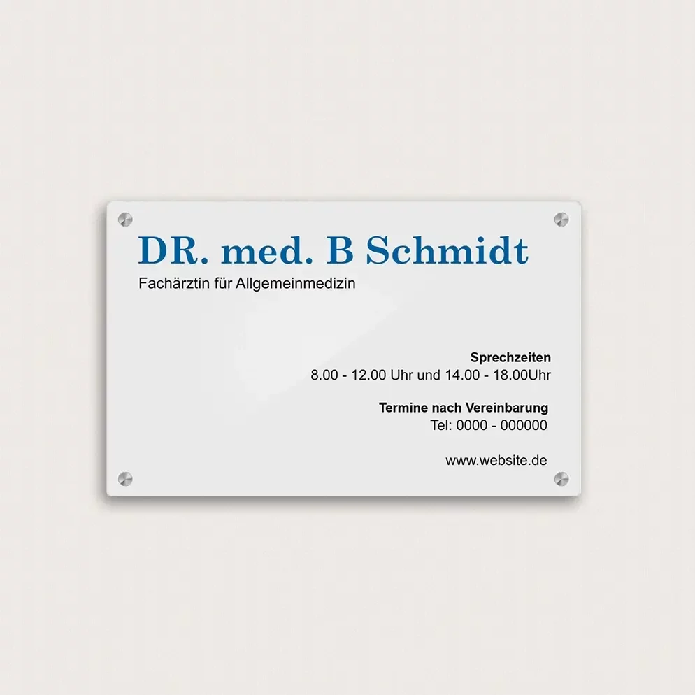 Praxisschilder DR. med. B Schmidt