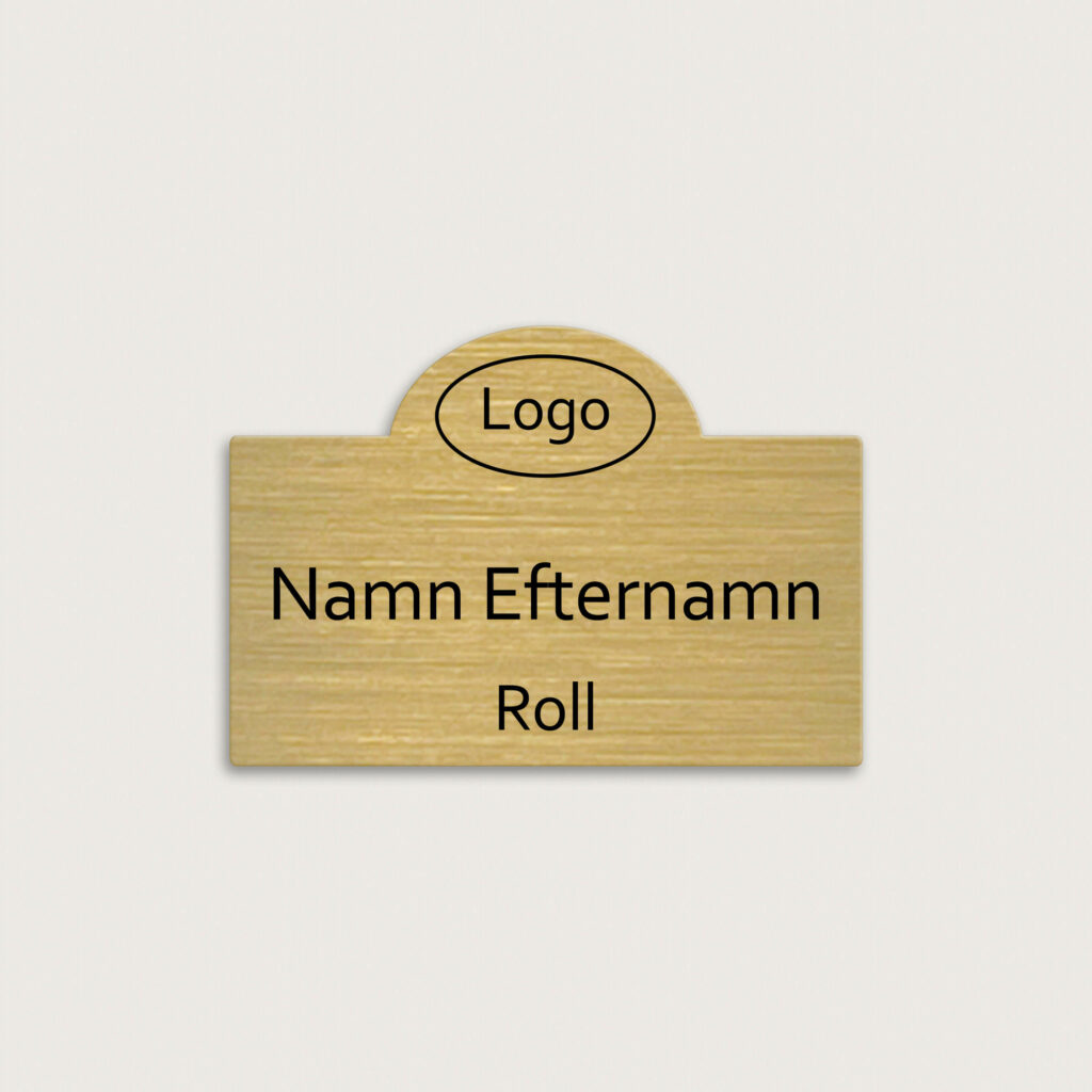 Namnskylt i mässing 60 x 40 rektangel med halvcirkel