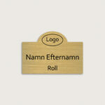 Namnskylt i mässing 60 x 40 rektangel med halvcirkel