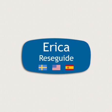 Namnskylt Reseguide med flaggor på